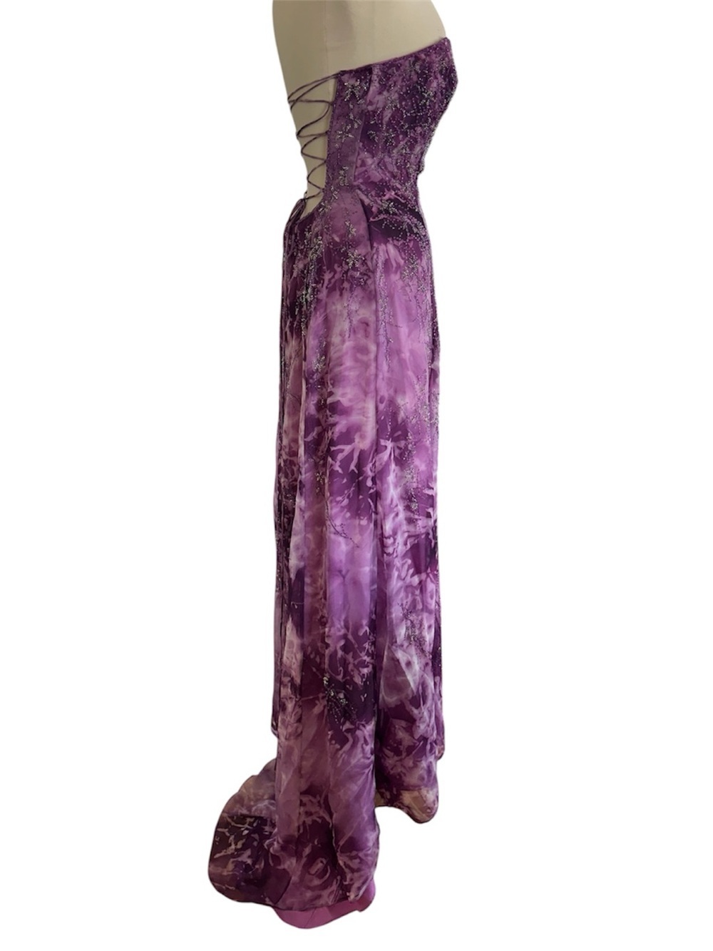 Nadine 2000s Fairy Prom Dress Purple Embellished Beaded Lace Up Back Size XS - Picture 3 of 16